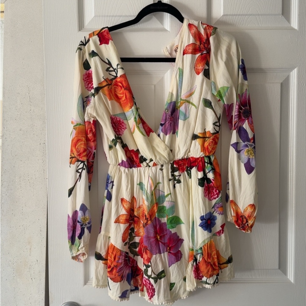Reverse Floral Wrap romper